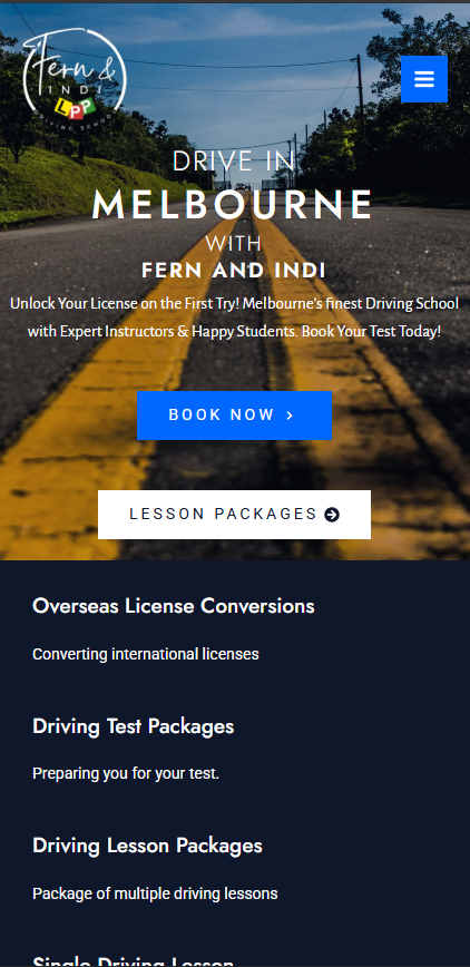 Fern and Indi website mobile preview